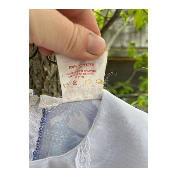 Vintage 80s Princess Party Dress Puff Sleeve Ruffle Collar Lace Rosebuds Waterco - Picture 4 of 6